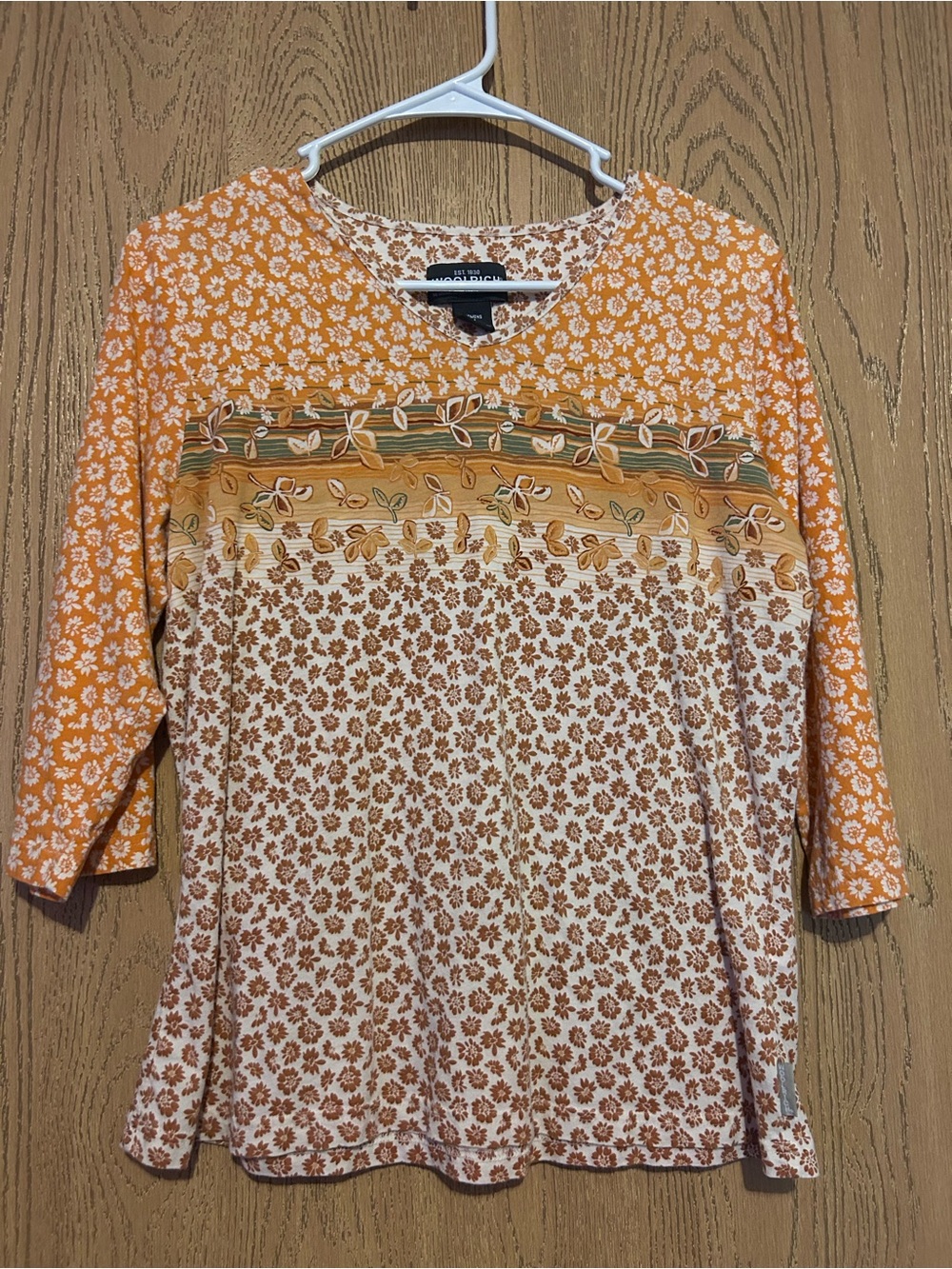 Woolrich Orange Floral Mixed-Print Tunic Top